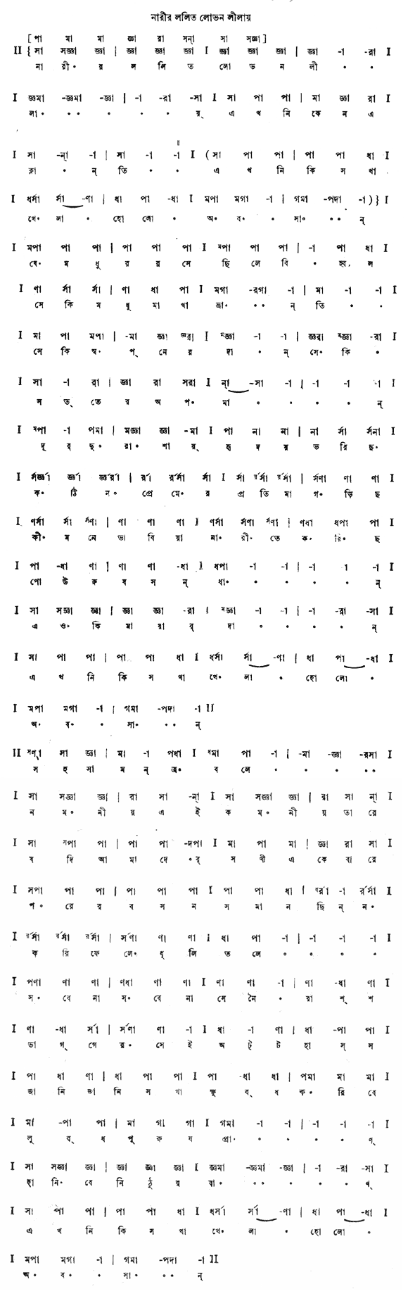 নারীর ললিত লোভন লীলায় (প্রেম) – লিরিক্স – রবীন্দ্রনাথ ঠাকুর