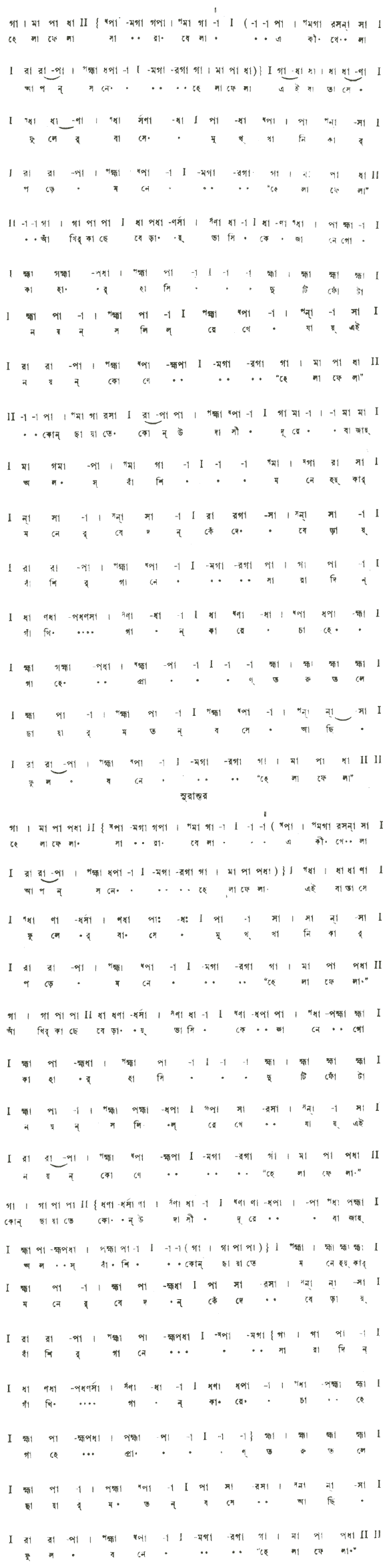 হেলাফেলা সারা বেলা (প্রেম) – লিরিক্স – রবীন্দ্রনাথ ঠাকুর