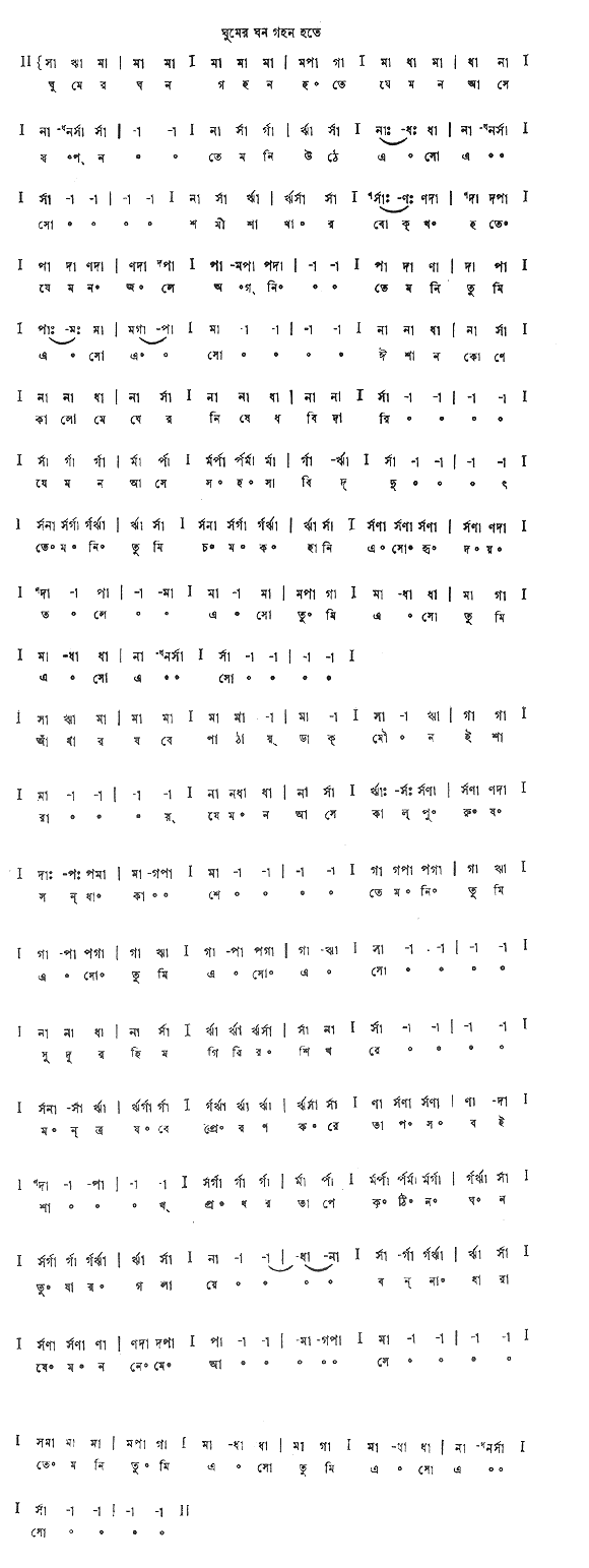 ঘুমের ঘন গহন (প্রেম) – লিরিক্স – রবীন্দ্রনাথ ঠাকুর