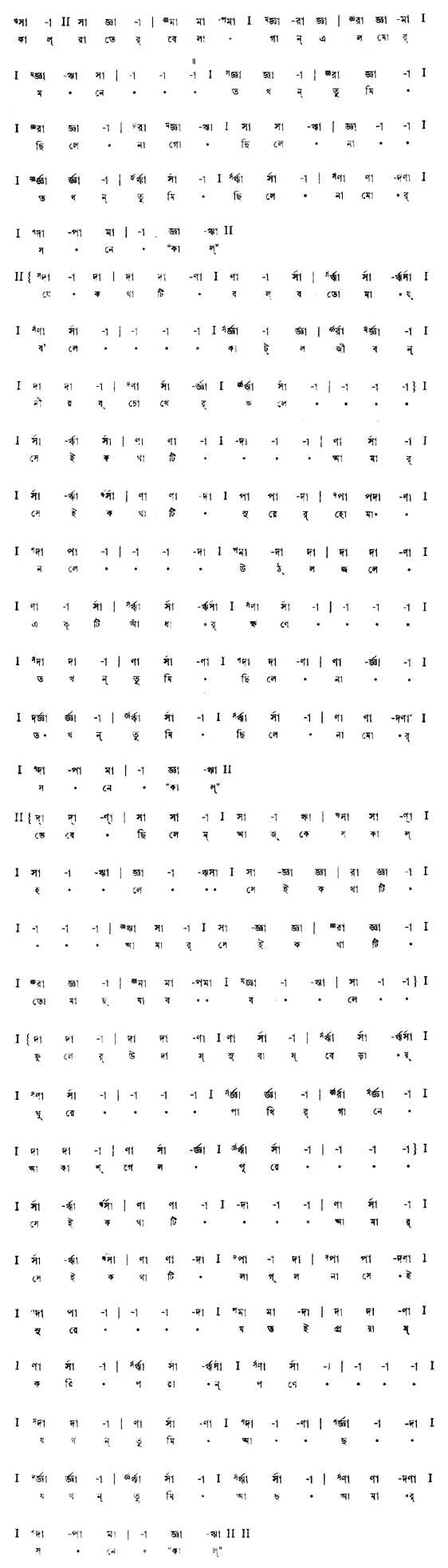 কাল রাতের বেলা গান এল মোর মনে