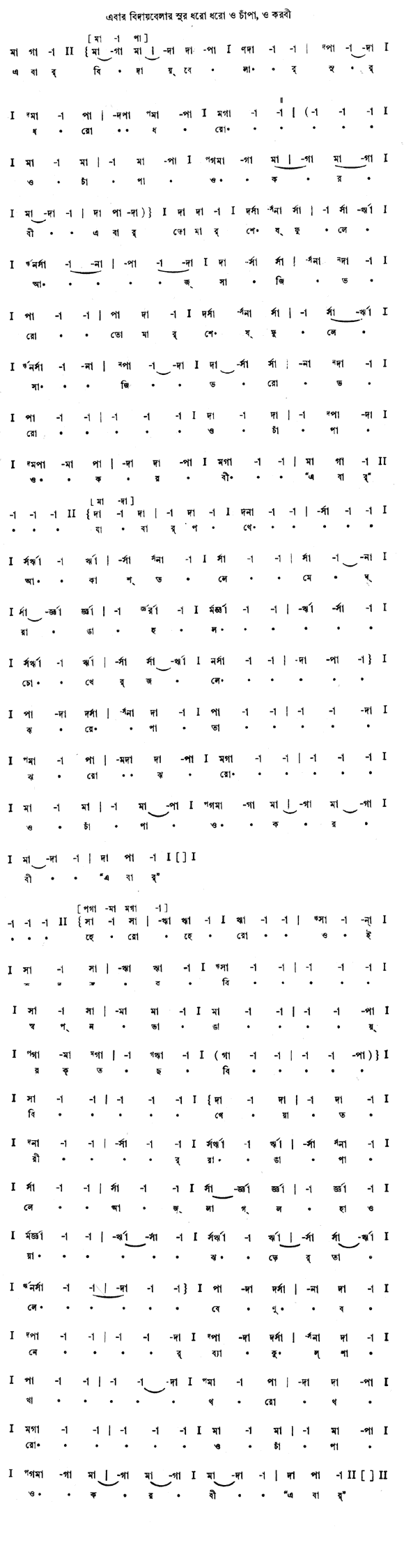 এবার বিদায়বেলার সুর ধরো ধরো (প্রকৃতি) – লিরিক্স – রবীন্দ্রনাথ ঠাকুর