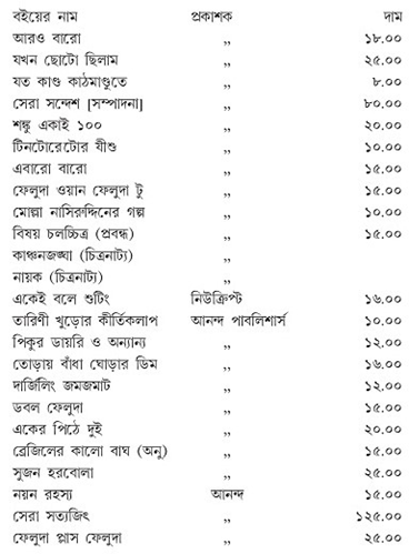 সত্যজিৎ রায়ের গ্রন্থ তালিকা