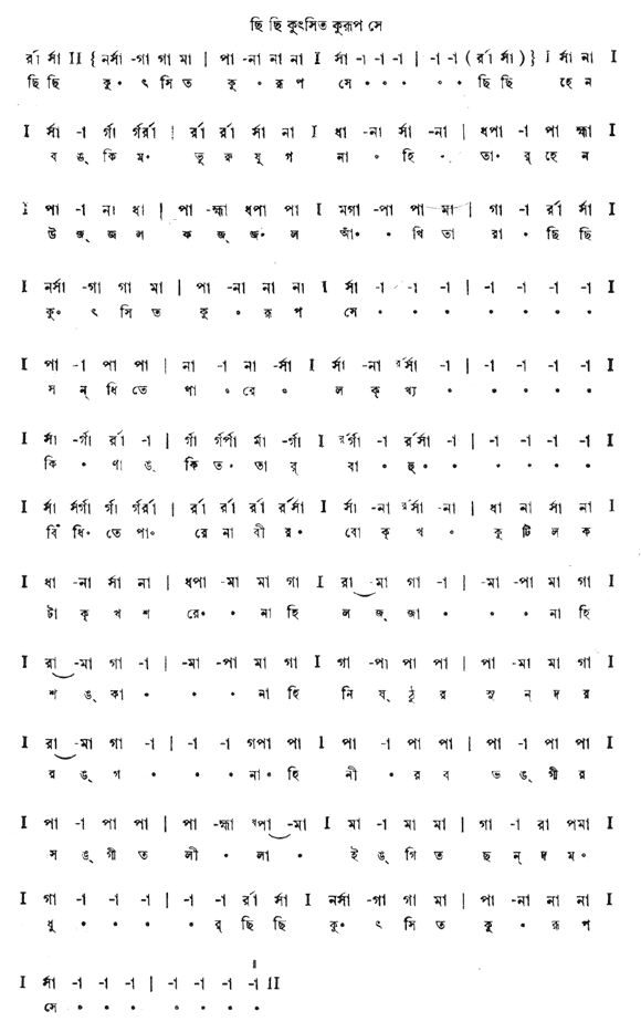ছি ছি, কুৎসিত কুরূপ সে (চিত্রাঙ্গদা - গীতবিতান) – লিরিক্স – রবীন্দ্রনাথ ঠাকুর