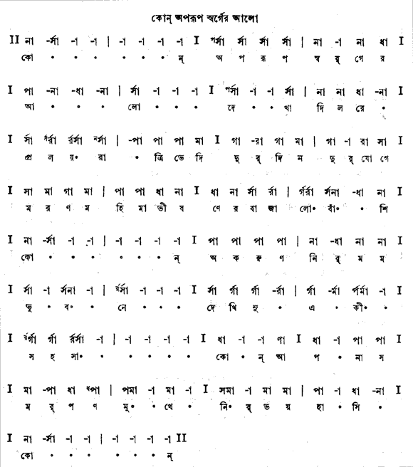 কোন অপরূপ স্বর্গের আলো (শ্যামা  - গীতবিতান) – লিরিক্স – রবীন্দ্রনাথ ঠাকুর