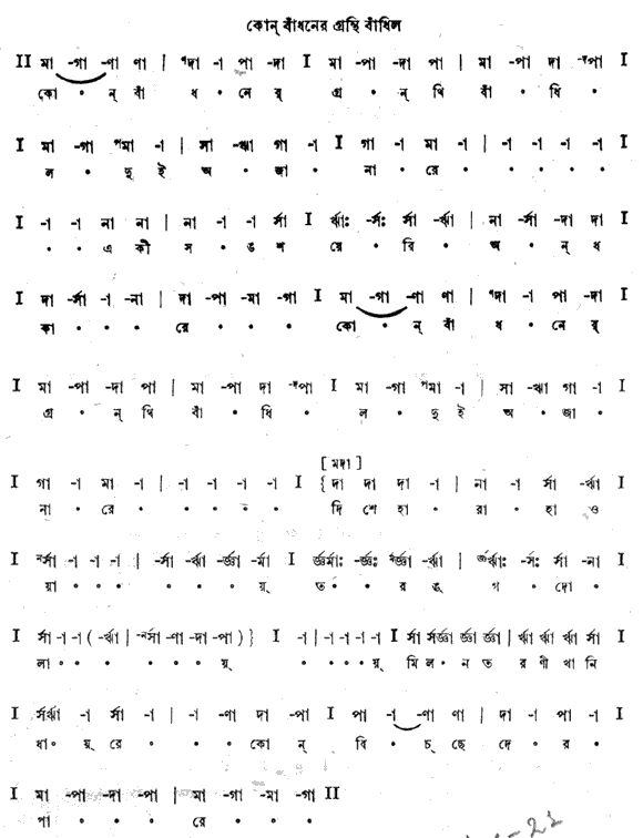 কোন বাঁধনের গ্রন্থি (শ্যামা  - গীতবিতান) – লিরিক্স – রবীন্দ্রনাথ ঠাকুর