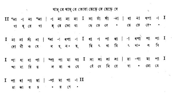 থাম রে থাম রে তোরা (শ্যামা - গীতবিতান) – লিরিক্স – রবীন্দ্রনাথ ঠাকুর