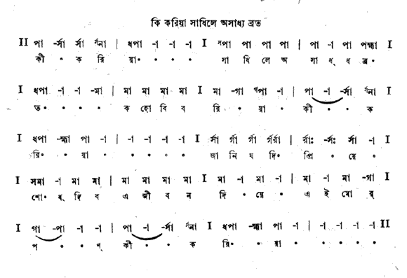 কী করিয়া সাধিলে অসাধ্য ব্রত (শ্যামা  - গীতবিতান) – লিরিক্স – রবীন্দ্রনাথ ঠাকুর