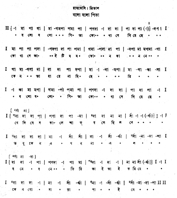 বলো বলো পিতা কোথা সে গিয়েছে (কালমৃগয়া - গীতবিতান) – লিরিক্স – রবীন্দ্রনাথ ঠাকুর