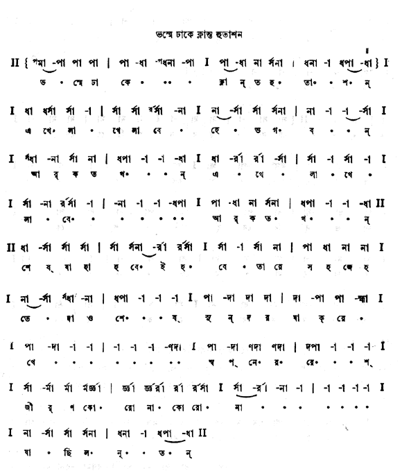 ভস্মে ঢাকে ক্লান্ত হুতাশন (চিত্রাঙ্গদা - গীতবিতান) – লিরিক্স – রবীন্দ্রনাথ ঠাকুর