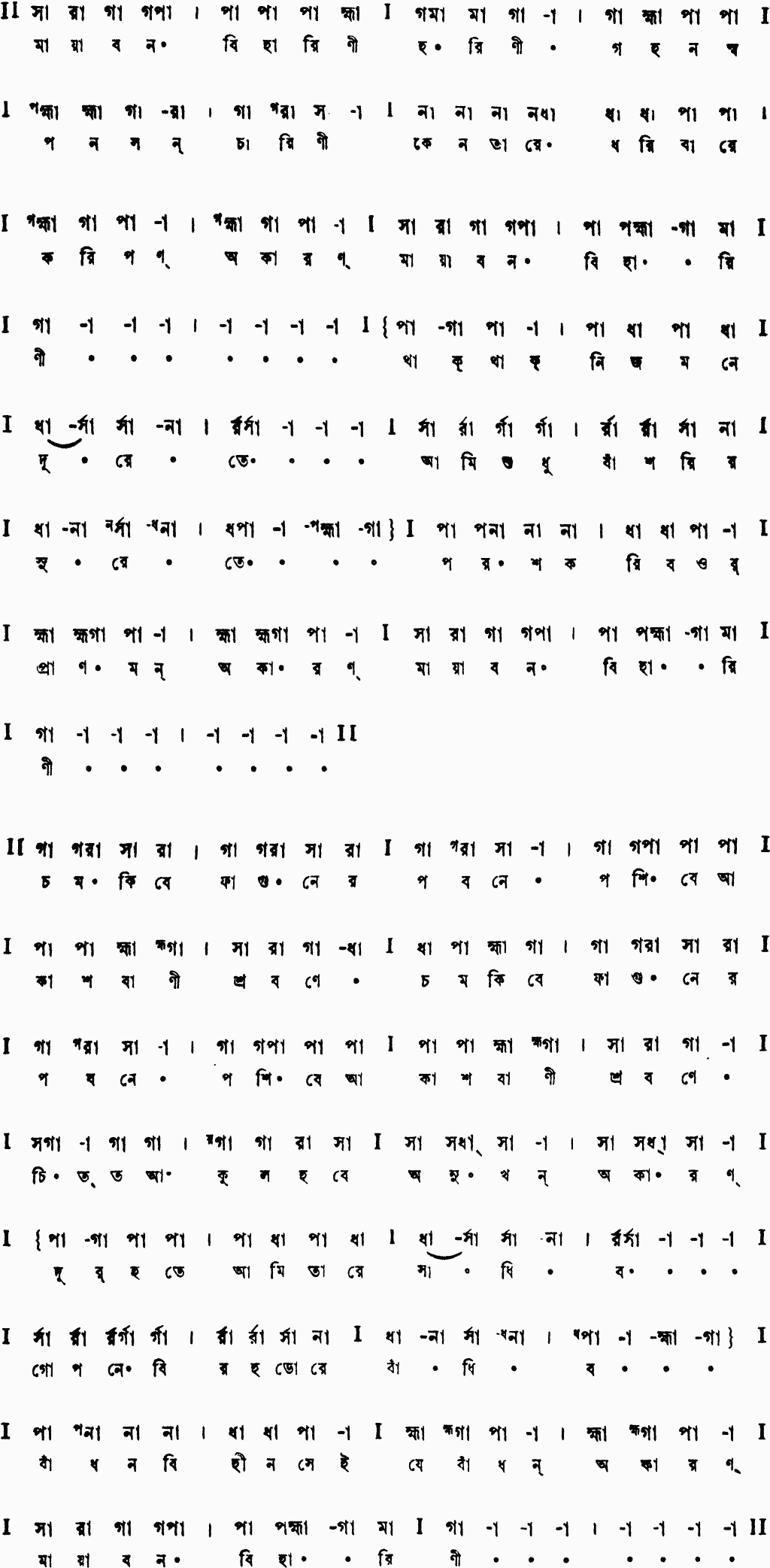 মায়াবনবিহারিনী হরিণী (শ্যামা - গীতবিতান) – লিরিক্স – রবীন্দ্রনাথ ঠাকুর