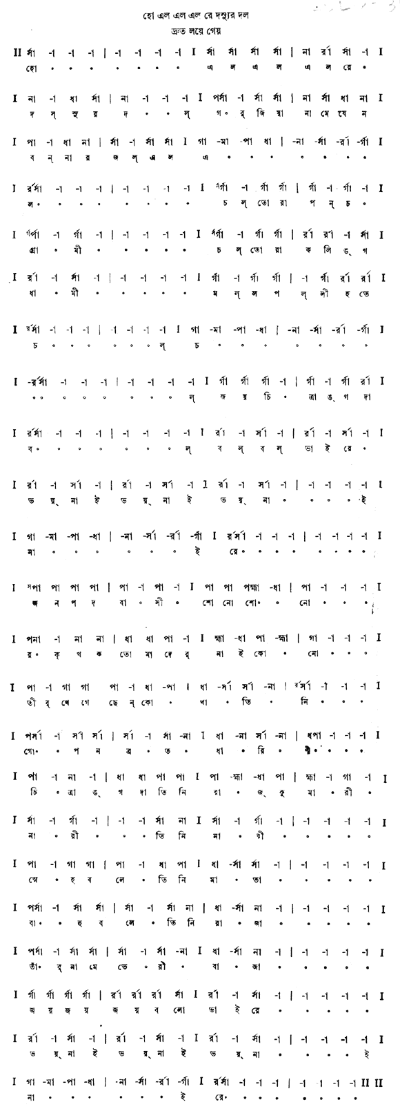 হো, এল এল এল রে দস্যুর দল – লিরিক্স – রবীন্দ্রনাথ ঠাকুর (চিত্রাঙ্গদা - গীতবিতান)